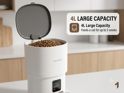 Tuya Smart 4L Automatic Pet Feeder - Wi-Fi App Control Cat Food Dispenser with Anti-Clog Design & Dual Power