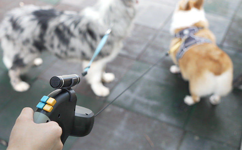 BENWIS Dual Dog Retractable Leash, 360° Tangle-Free Double Pet Walking Leash with Detachable LED Flashlight & Independent Brake Buttons